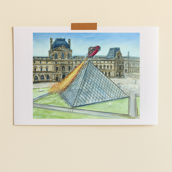 Merci x Travis Chapman - Affiche Launch from the Louvre