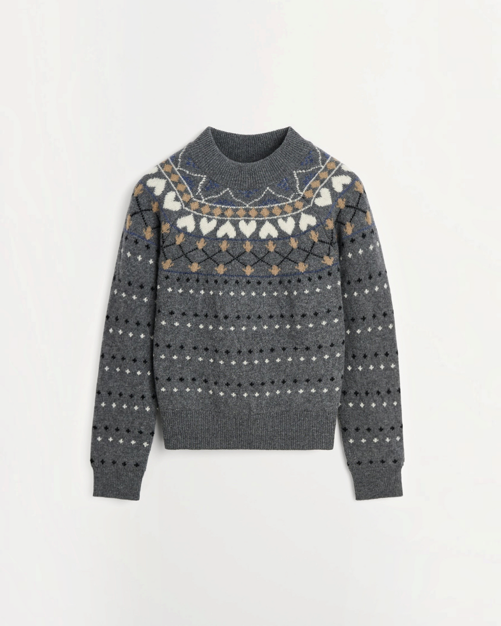 Sweater Merci Paris Skall Studio Misty in gray recycled merino wool with jacquard pattern and ribbed finishes