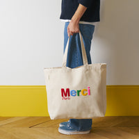 Merci - Tote Bag en coton Bouclette - Ecru & Multi