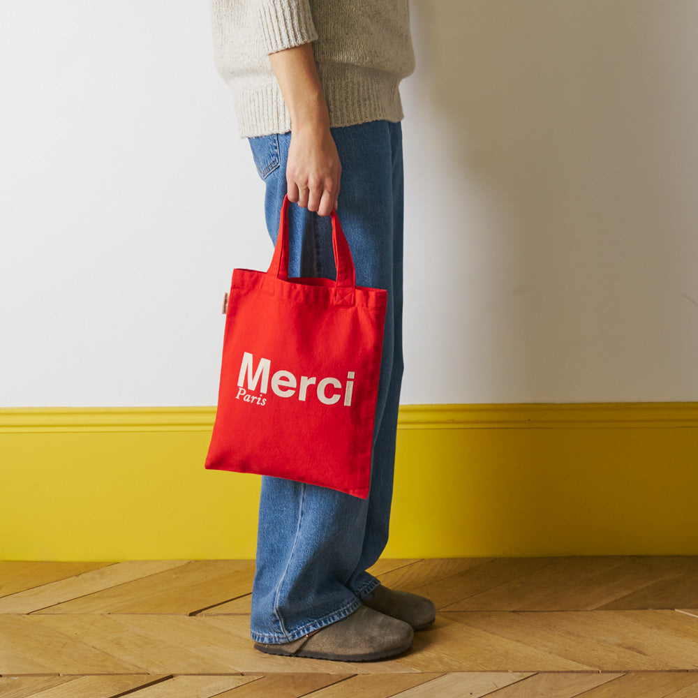 Merci - Cotton Tote Bag - Red & Ecru – Merci Paris