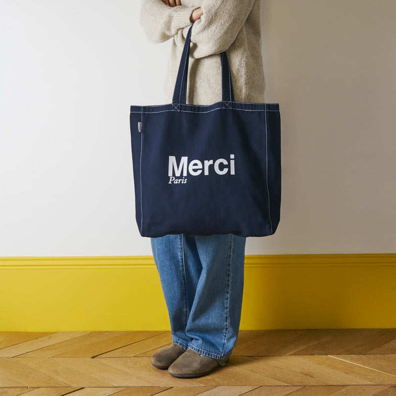 Merci - Tote Bag en coton Stitch - Marine