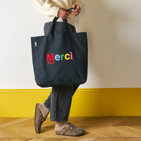 Merci - Tote Bag en coton Bouclette - Noir & Multi