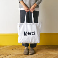 Merci - Tote Bag en coton Stitch - Blanc