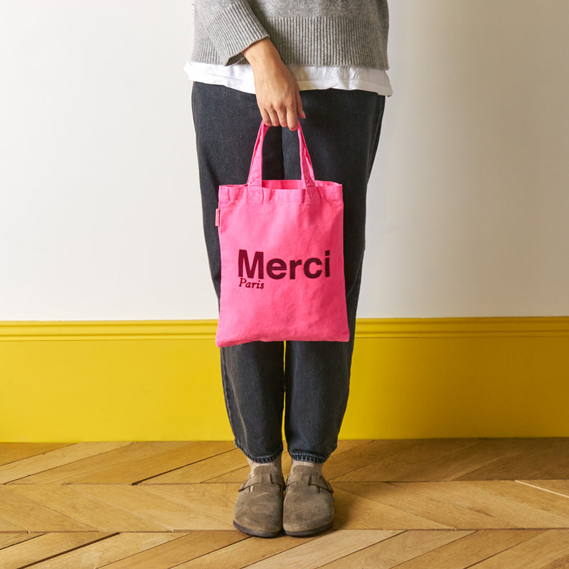 Merci - Tote Bag en coton - Rose & Bordeaux