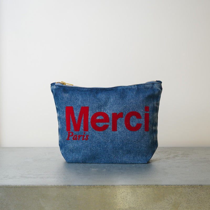 Merci - Pochette en coton - Denim