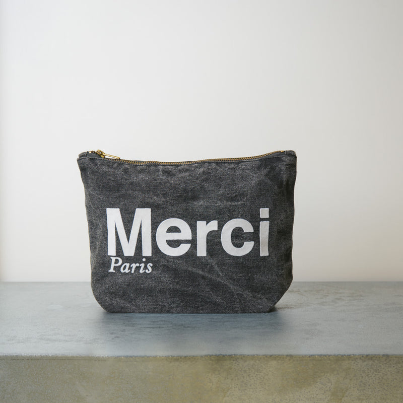 Merci - Pochette en coton Marble - Noir & Blanc