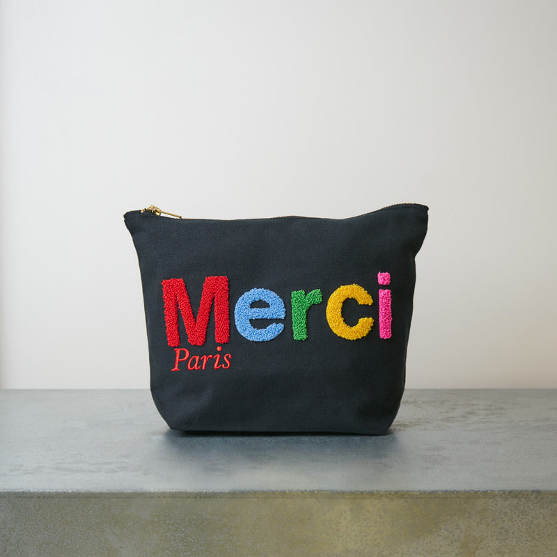 Merci - Pochette en coton Bouclette - Noir & Multicolore