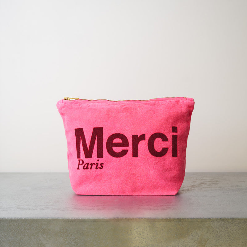 Merci - Pochette en coton - Rose & Bordeaux