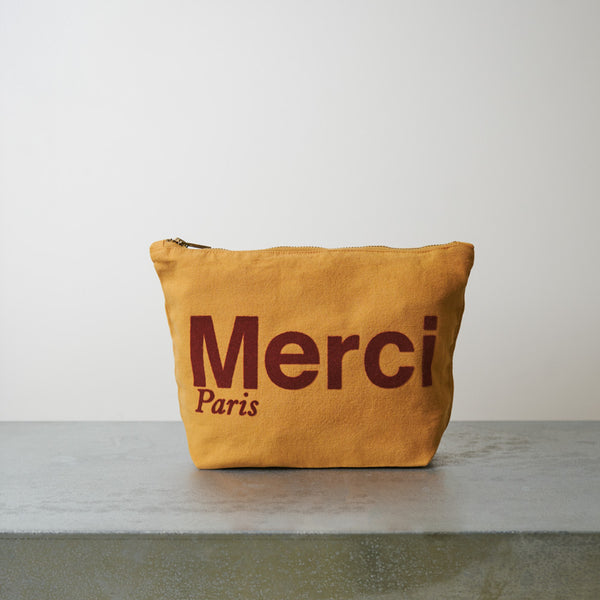 Merci - Pochette en coton - Beige & Marron