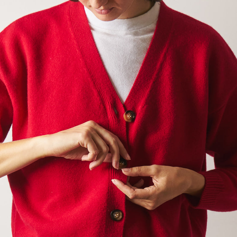 Merci - Gilet Lucia en Laine - Rouge