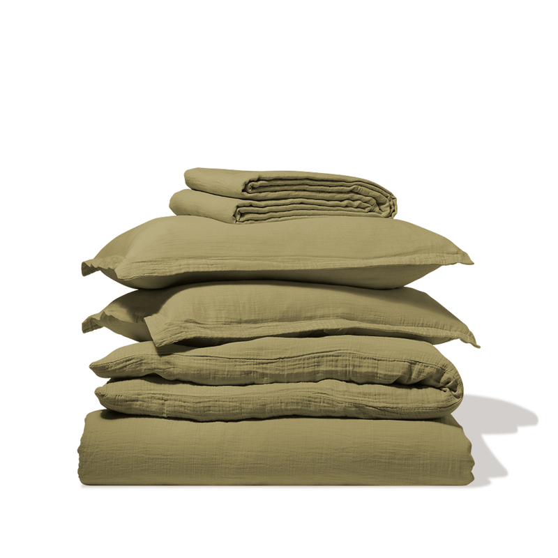 Housse de couette en gaze de coton - Vert Saint Louis