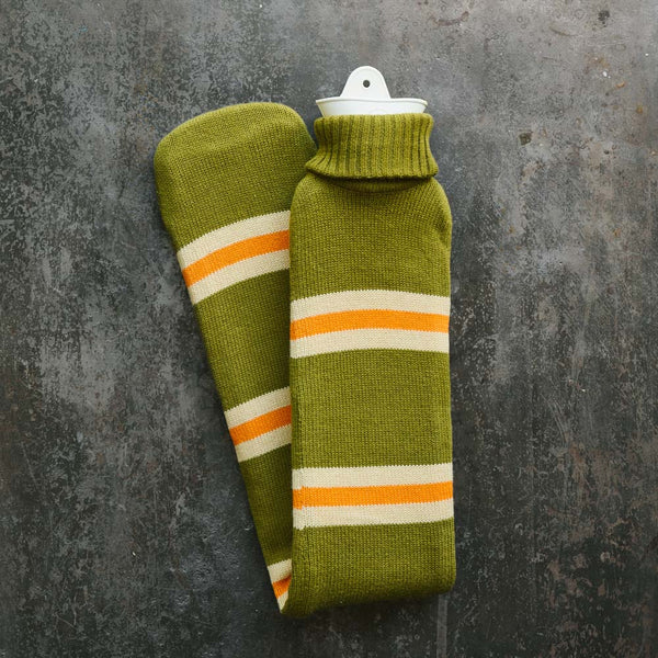 Bouillotte Longue Rayures - Vert & Orange