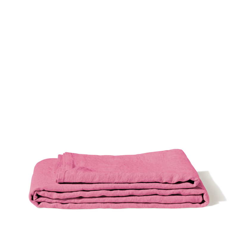 Nappe en lin lavé - Rose Garance