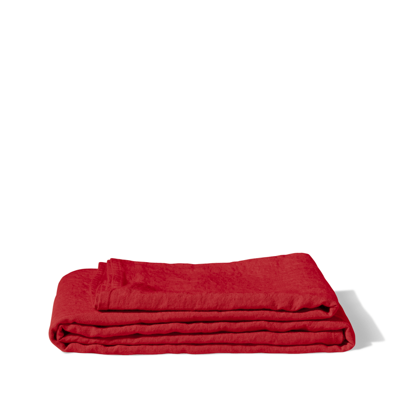 Nappe en lin lavé - Rouge Vermillon