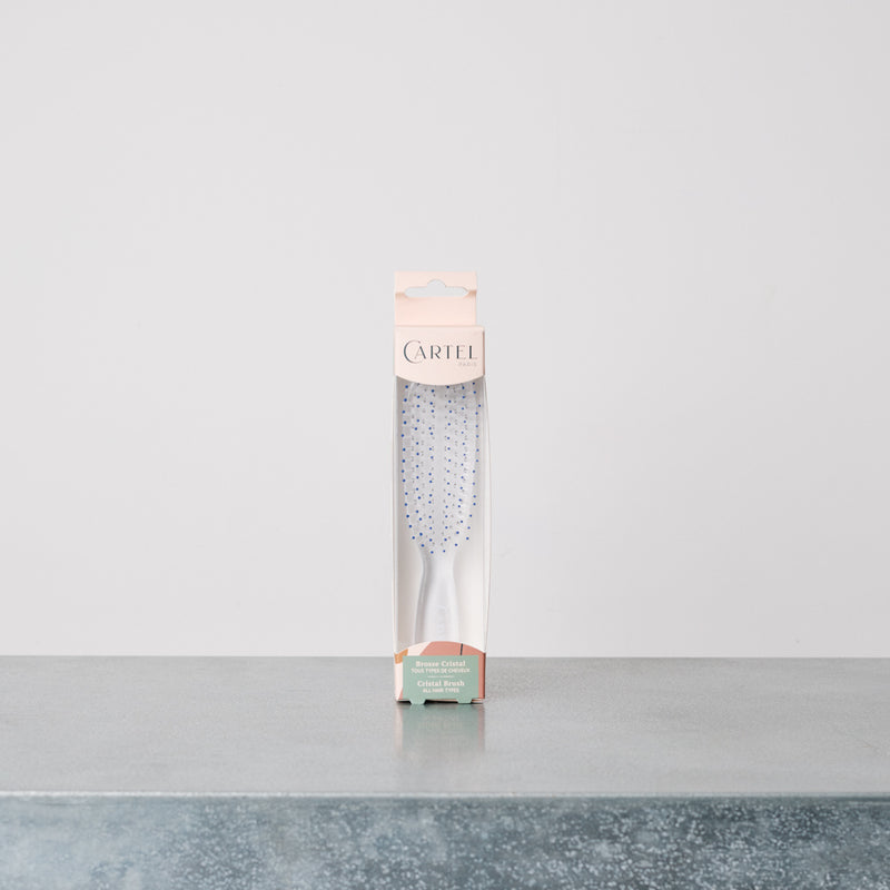 Brosse à cheveux cristal bleue - Cartel