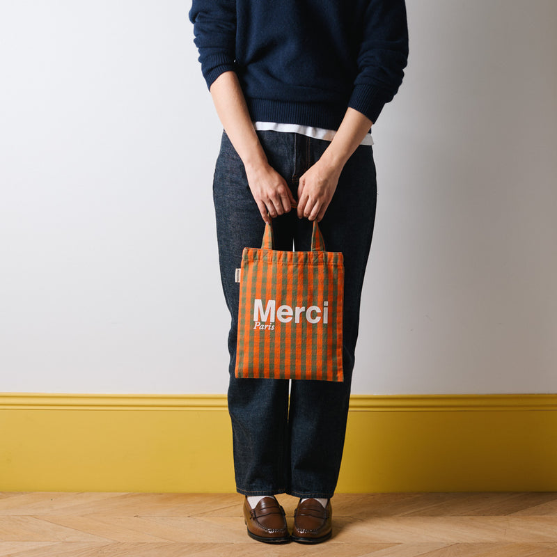 Merci - Tote Bag en coton - Orange, Vert & Crème