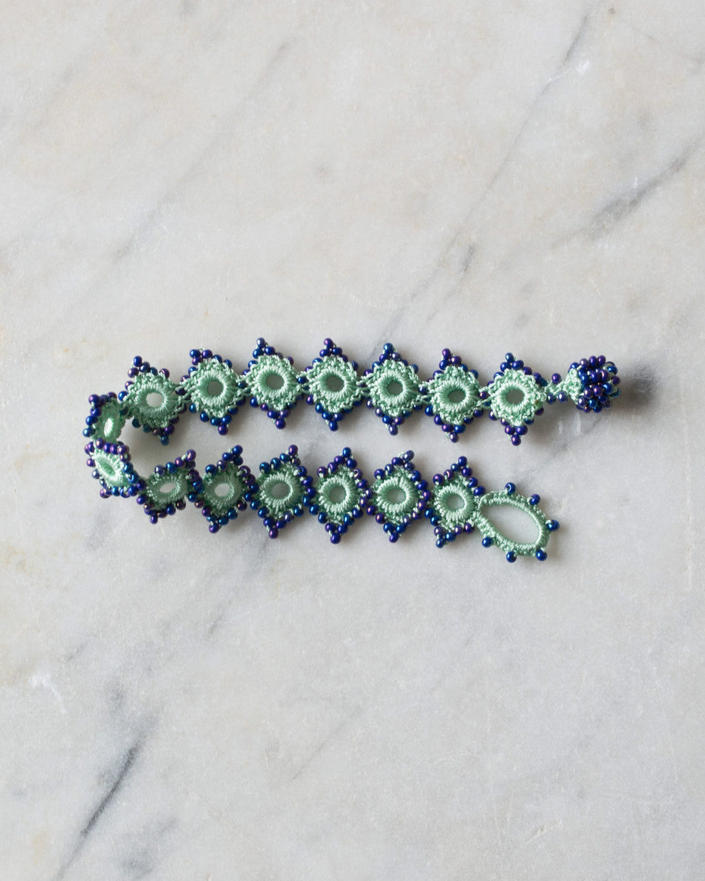 Ottomania - Daisy Crochet Bracelet - Green & Bleu