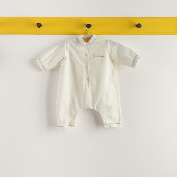 Caramel x Merci - Pyjama Bébé en coton twill - Blanc de Meudon