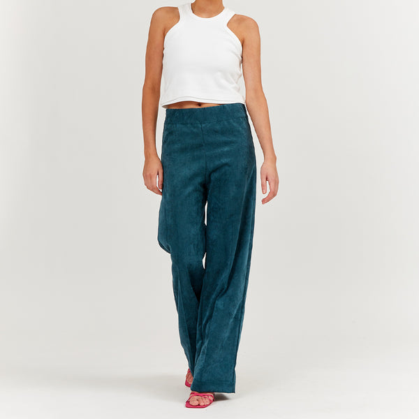 Sea Me Happy -  Pantalon en velours côtelé fin Gypsy - Bleu canard