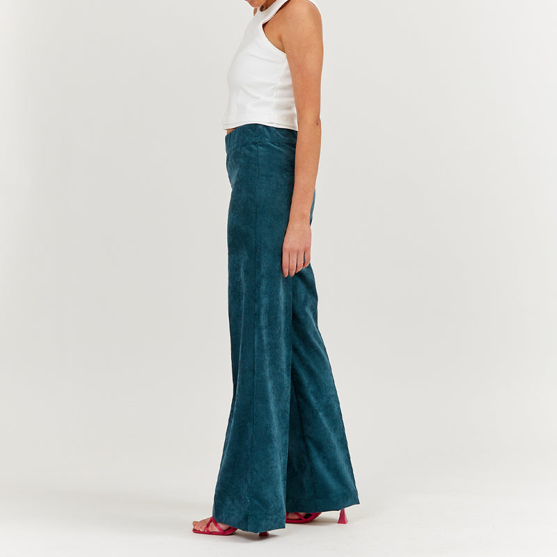 Sea Me Happy -  Pantalon en velours côtelé fin Gypsy - Bleu canard