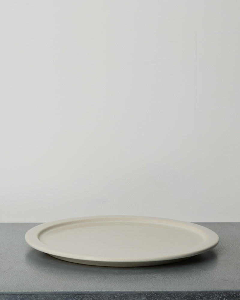 Merci - Stoneware Rimmed Dinner Plate - White
