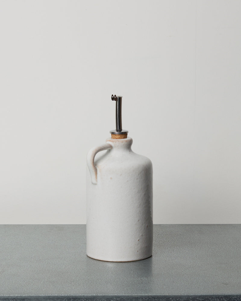 Merci - Stoneware oil cruet - White Fleur de Sel