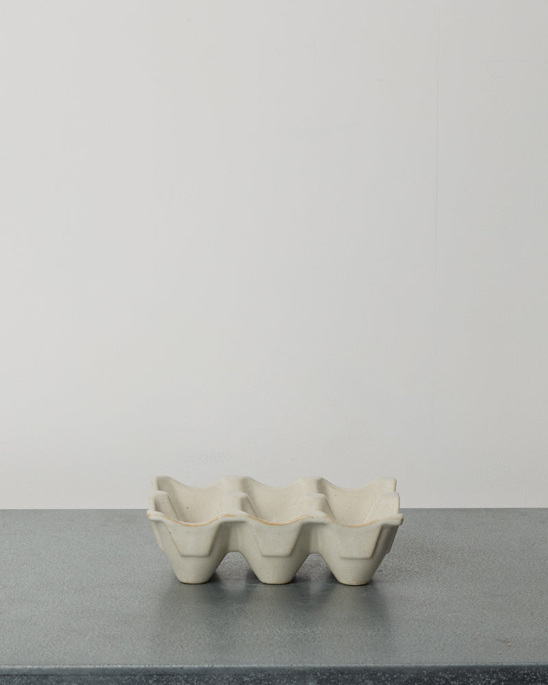 Merci - Stoneware Egg Holder - White