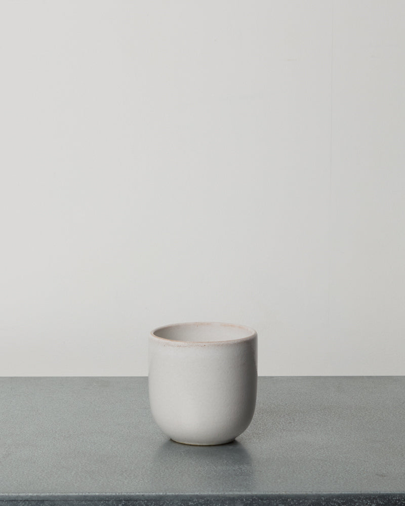 Merci - Stoneware Cappuccino Cup - White Fleur de Sel