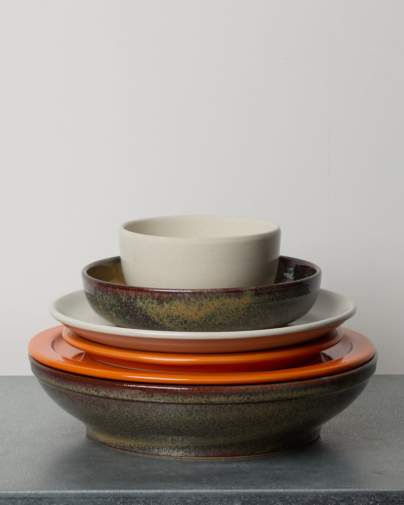 Merci - Stoneware pasta plate - Green Jasper