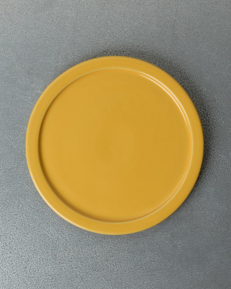 Merci - Assiette Plate À Rebord En Grès - Jaune Zeste