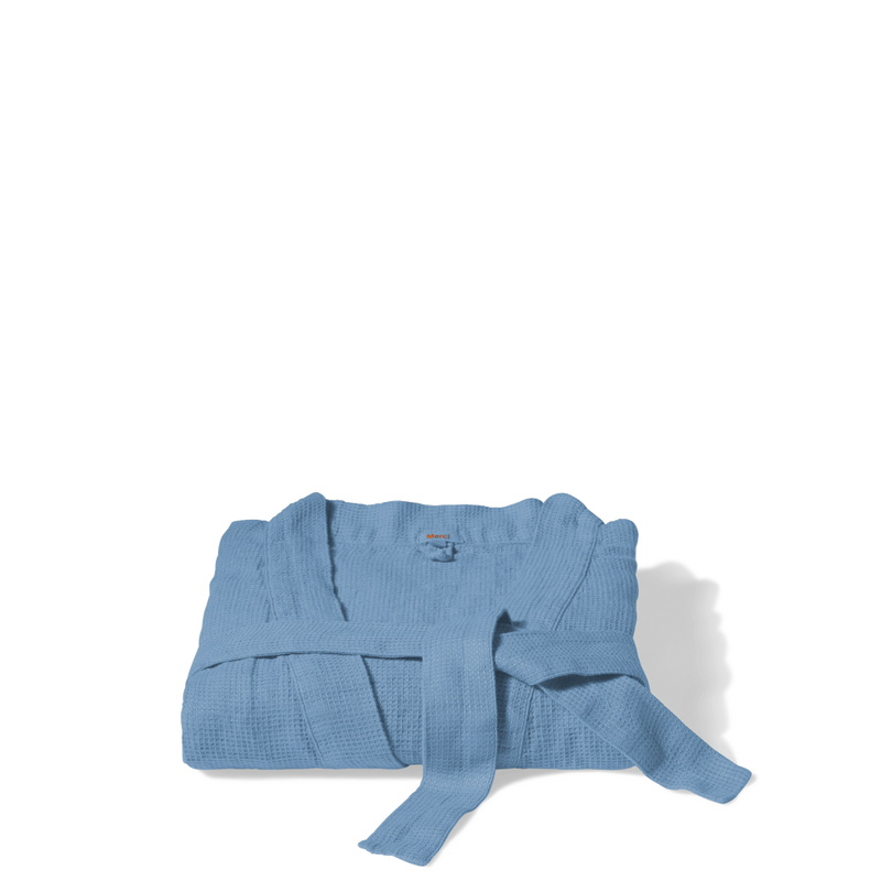 Peignoir en lin - Nid d'abeille - Bleu Primaire