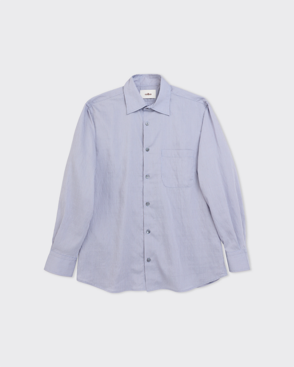 Chemise Merci Paris Colbo Pen à fines rayures bleues, coupe ample en mélange de lyocell et polyamide.
