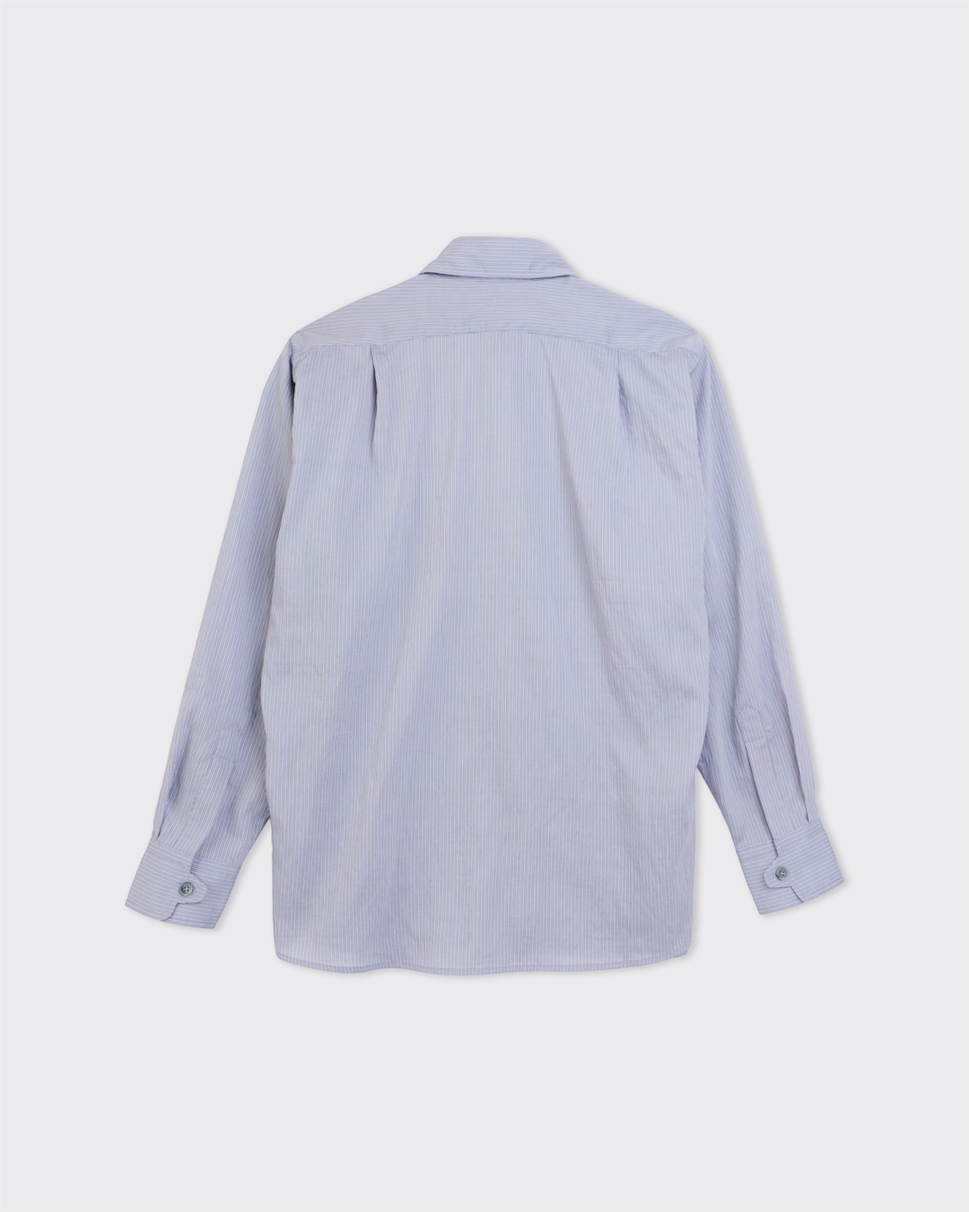 Vue arrière de la chemise Colbo Pen à fines rayures bleues, coupe ample en mélange de lyocell et polyamide.