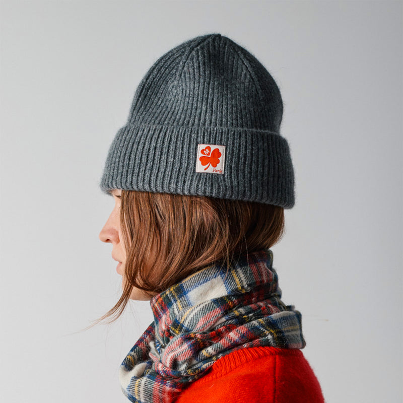 Merci - Bonnet Lucky - Gris Anthracite & Rouge