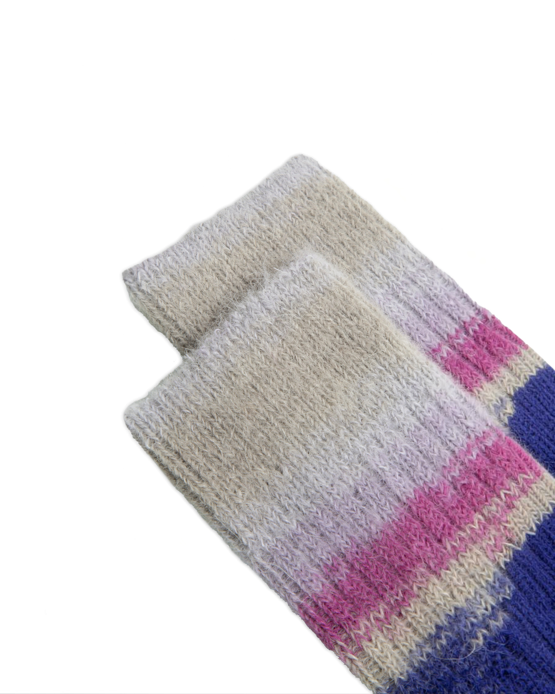 Chaussettes Merci Paris Ant45 Ranua lilas en mohair et alpaga avec effet tie and dye et détails en fil lurex