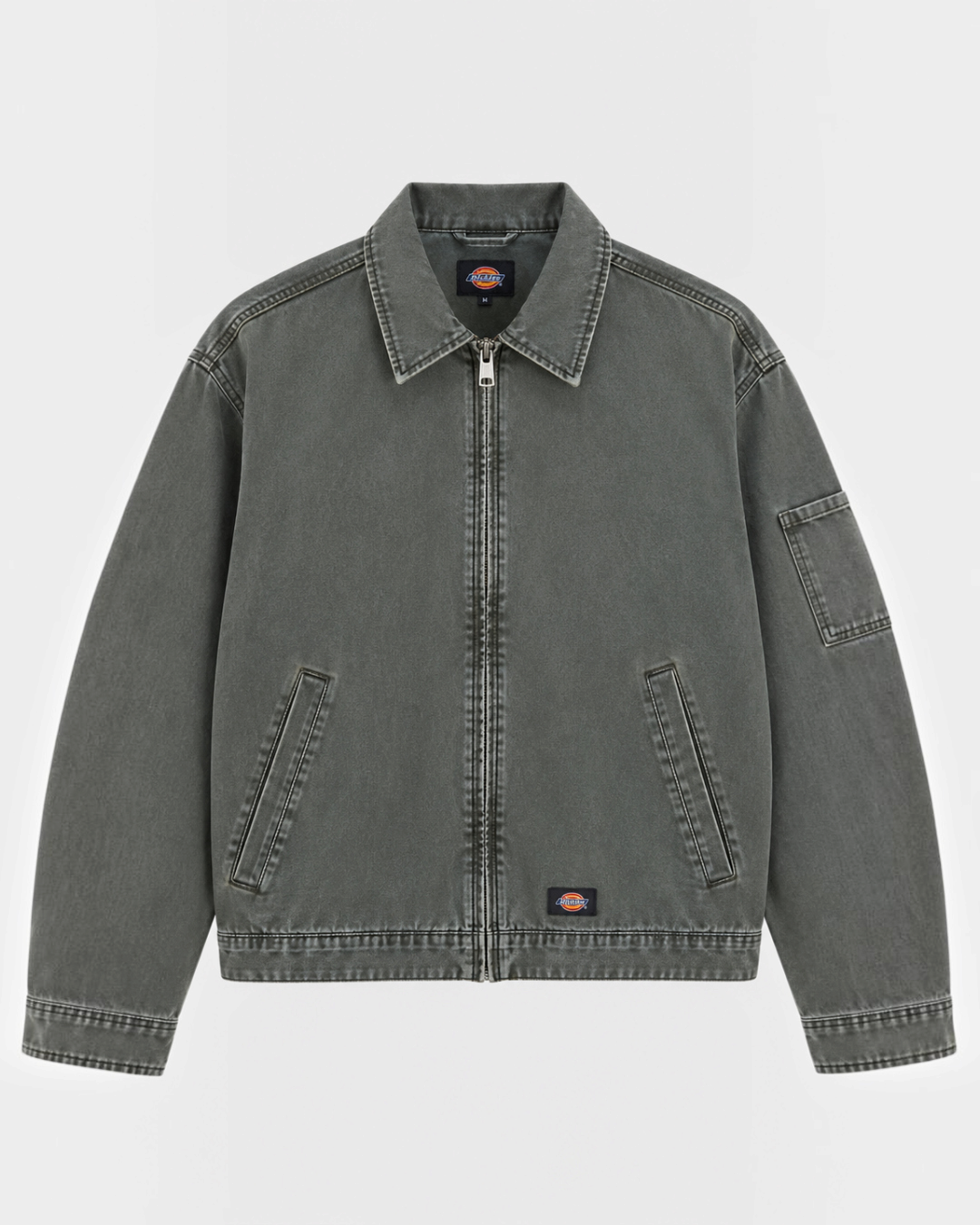 Veste Akihito Merci Paris de Dickies en toile verte délavée avec fermeture éclair et poches fonctionnelles