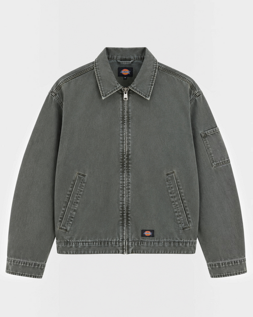 Akihito jacket Merci Paris by Dickies in faded green canvas with zipper and functional pockets