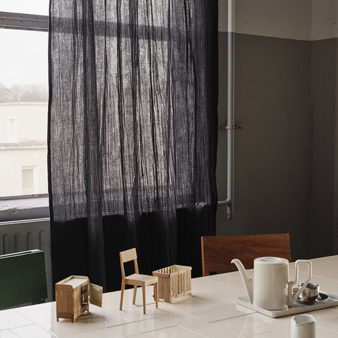 Cotton gauze curtain - Gris Fusain 