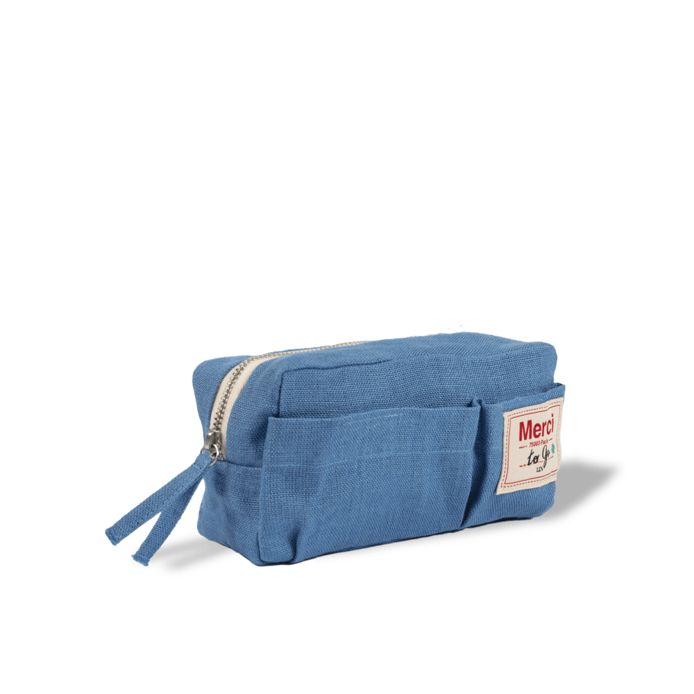 Merci - Linen pencil case - Paros Blue