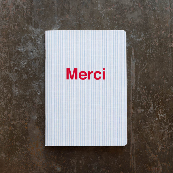 Carnet Merci - Rayures Bleu Tyrrhénien et Rouge