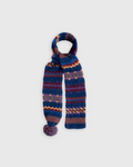 Écharpe Merci Paris Howlin' Small Woolen Wonder en laine marine avec motif Fair Isle multicolore et pompon