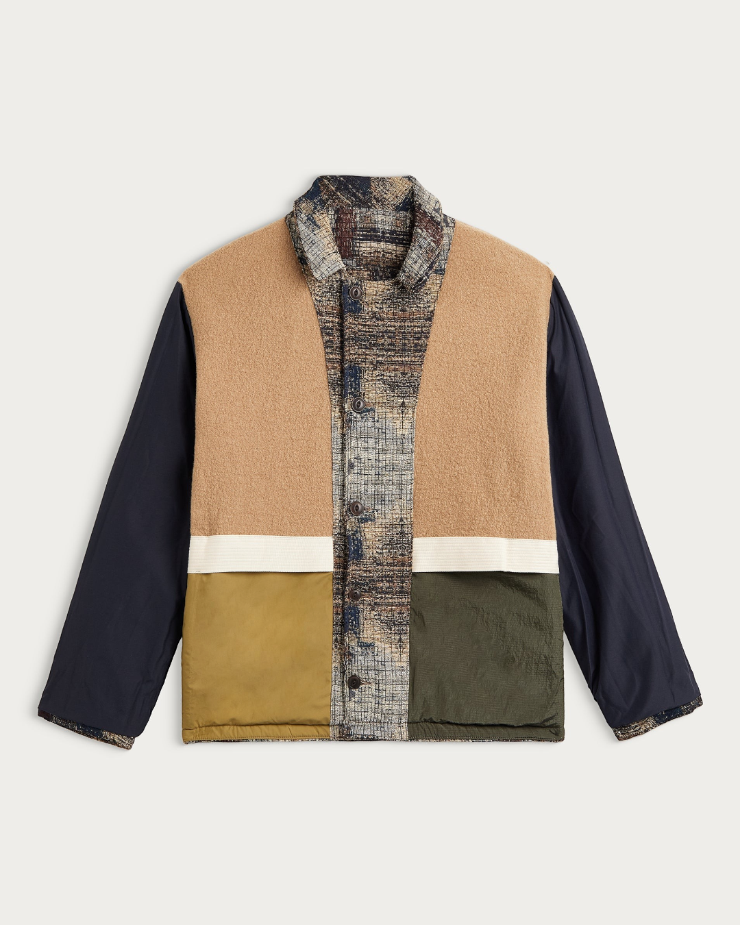 Veste réversible Merci Paris Homecore Swit Dream en jacquard multi marron avec détails en laine bouclée et boutonnage