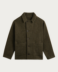 Veste réversible Merci Paris Homecore Swit Sheep en laine bouillie vert olive avec double boutonnage et poches