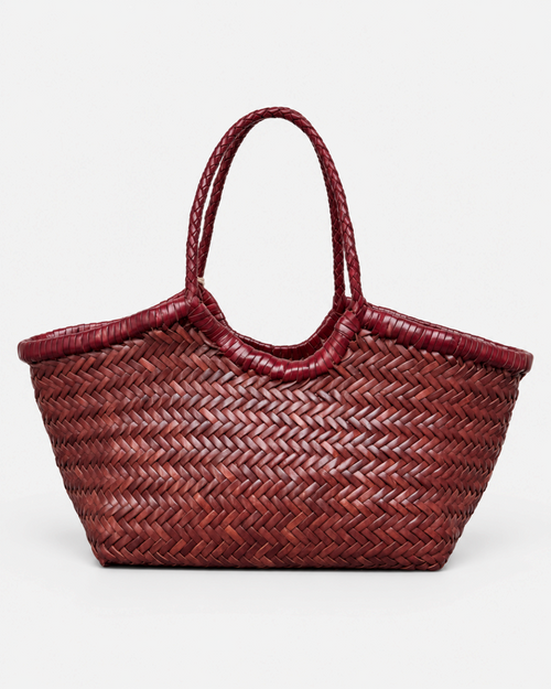 Nantucket Small bag Merci Paris in burgundy hand-woven calfskin with matching handles