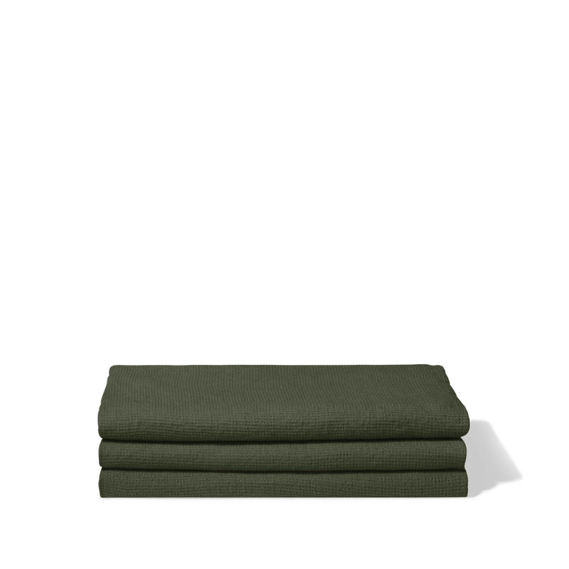 Serviette de bain en lin - Nid d'abeille - Vert Oxyde