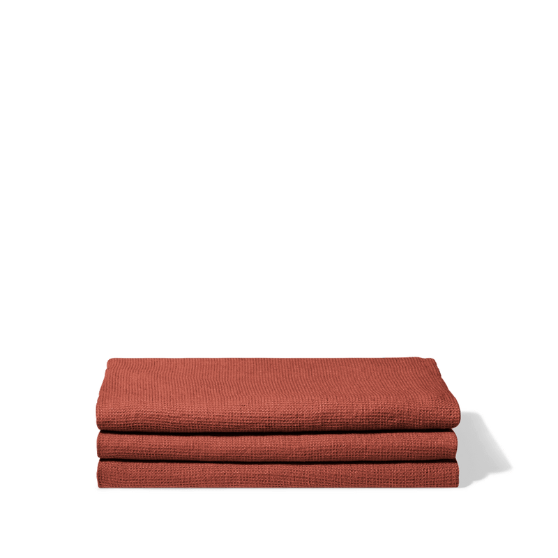 Serviette de bain en lin - Nid d'abeille - Rouge Urushi