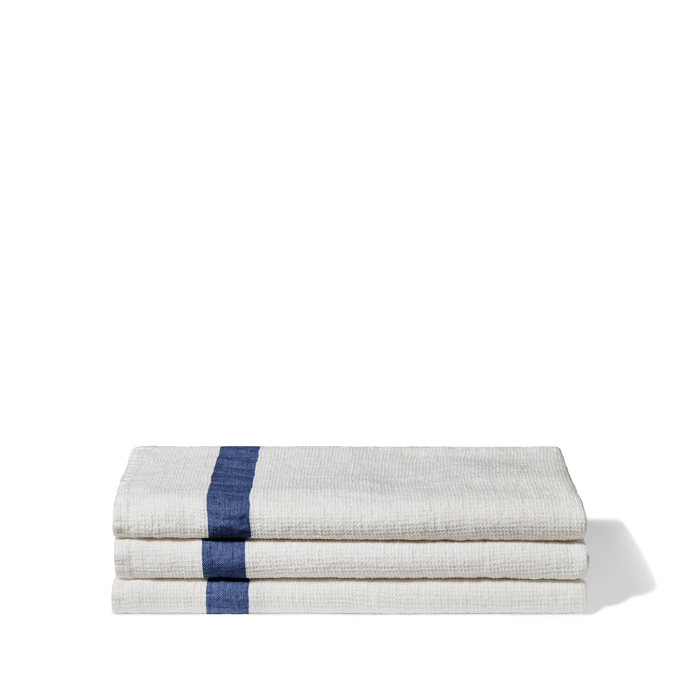 Linen towel - Honeycomb - Shibori Blue Stripe – Merci Paris