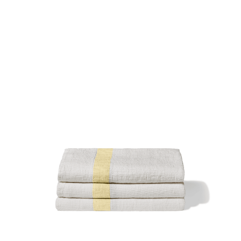 Serviette de bain en lin - Nid d'abeille - Bande Jaune le Caire