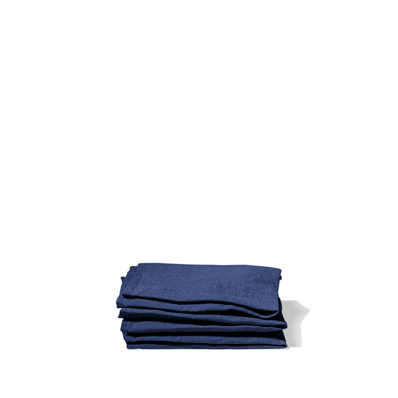 Serviette de table en lin lavé - Bleu Shibori