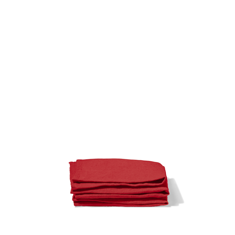 Serviette de table en lin lavé - Rouge Vermillon